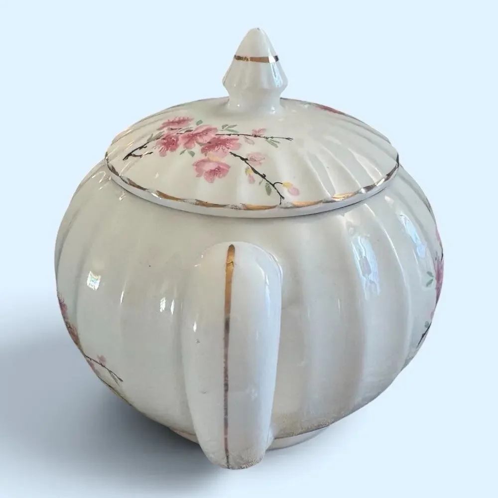 Vintage W S George Bolero Peach Blossom 22 Carat Gold Trim Tea Pot